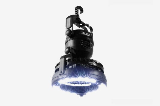 Image Portable LED Camping Lantern With Ceiling Fan.